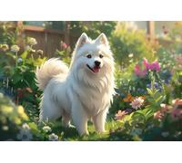 1000 Pieces Puzzles for Adults - American Eskimo Dog in The Garden Funny Puzzle Educational Learning Toys for Girls and Boys