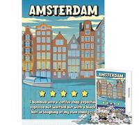1000 Pieces Puzzles for Adults Amsterdam Funny Review Travel Poster Fun Family Connection Activity Memorable Christmas Giftsing Option (50x75cm)
