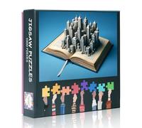 1000 Pieces Puzzles for Adults,An Open Book with 3D Buildings Emerging from its Pages,Hard Difficult Challenging Jigsaw Puzzles Games for Adults 50x 70 cm