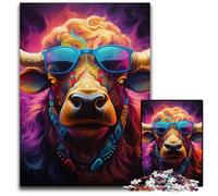 1000 Pieces Puzzles for Adults Animal Buffalo Jigsaw Puzzles Perfect for Family Fun, Party Games, Birthday Party Favors 26X38CM/10.23x14.96inch