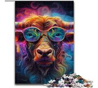 1000 Pieces Puzzles for Adults Animal Buffalo Made of Wood, for Parents, Lovers, Friends - Age 14+ 50x75cm Birthday Party for Men Women