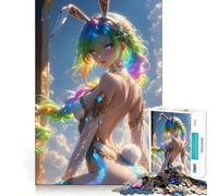 1000 Pieces Puzzles for Adults Anime Girl with Rainbow Hair Perfect Edge Play, Brain Teasing Play, Idle Play Game, Xmas Scene Art (38x52cm)