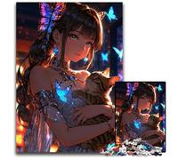 1000 Pieces Puzzles for Adults Anime Girl With Tabby Cat Paper Jigsaw Brain Teaser Home Decor Perfect 1000 PCS(38x26cm)