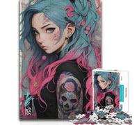 1000 Pieces Puzzles for Adults Anime Girl with Tattoos Educational Family Game Learning Educational Gifts Ideas 38x26cm(1000pcs)