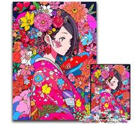 1000 Pieces Puzzles for Adults Anime Kimono Girl Flower Jigsaw Puzzles for Adults Perfect for Teenagers Family Bonding Brain Teaser & DIY Home Decor Gift 1000 PCS(38x26cm)