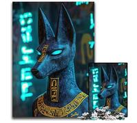 1000 Pieces Puzzles for Adults Anubis Statue in Neon Light Impossible Jigsaw Puzzles for Adults Perfect for Teenagers Family Bonding Brain Teaser DIY Home Decor Gift 1000 PCS(38x26cm)