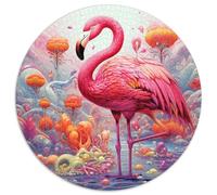 1000 Pieces Puzzles for Adults Art Psychedelic Flamingo 1000 Piece Round Jigsaw Puzzle Ideal And Home Decor (67.5x67.5cm)