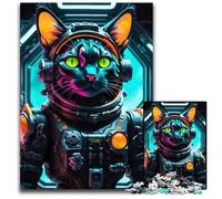 1000 Pieces Puzzles for Adults Astronaut Cat Wooden Jigsaw Puzzles Creative Family GameHome Decor for Teenagers 1000 PCS(75x50cm)