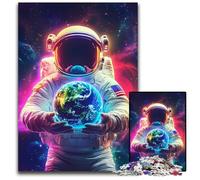 1000 Pieces Puzzles for Adults Astronaut Holding The Earth Wooden Puzzles Intricate Design for Teenagers, DIY Decor, And Brain-Boosting Fun 50X75CM