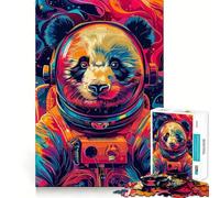 1000 Pieces Puzzles for Adults Astronaut Panda Space Neat Cut Decor Cognitive Teaser Toy Free Time Play Birthday Art Gift (50x75cm)