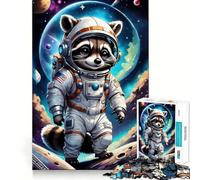 1000 Pieces Puzzles for Adults Astronaut Raccoon Space Flawless Fit Art Brain Challenge Fun Rest Time Play Birthday Mind Gift (50x75cm)