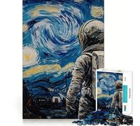 1000 Pieces Puzzles for Adults Astronaut Starry Night Flawless Fit Art Brain Challenge Fun Rest Time Play Birthday Mind Gift (50x75cm)