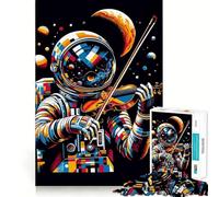 1000 Pieces Puzzles for Adults Astronaut Violin Wpap Flawless Fit Art Brain Challenge Fun Rest Time Play Birthday Mind Gift (50x75cm)