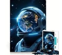 1000 Pieces Puzzles for Adults Astronaut with Earth Reflection Flawless Fit Art Brain Challenge Fun Rest Time Play Birthday Mind Gift (38x52cm)