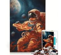 1000 Pieces Puzzles for Adults Astronaut With Pizza Space, Brain Teaser Game, Interesting Stress Reduction, Great Gift for Gaming 38x26cm