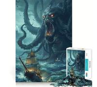 1000 Pieces Puzzles for Adults Attack Of The Kraken Flawless Fit Art Brain Challenge Fun Rest Time Play Birthday Mind Gift (38x26cm)
