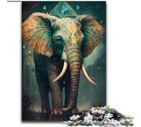 1000 Pieces Puzzles for Adults Attractive Elephant Made of Wood, Interactive Family Game, Suitable for Ages 14+ 50x75cm Challenging & Entertaining, Family Activity