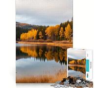 1000 Pieces Puzzles for Adults Autumn at Lake in Forest Reflection Nature Neat Cut Decor Cognitive Teaser Toy Free Time Play Birthday Art Gift (38x52cm)