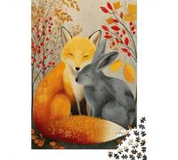 1000 Pieces Puzzles for Adults Autumn Fox And Rabbit Jigsaw Puzzle Family Games Difficult Hard Unique Gifts for Birthday And Christmas 70x50cm/1000pcs