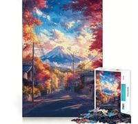 1000 Pieces Puzzles for Adults Autumn Path to Mount Fuji Flawless Fit Art Brain Challenge Fun Rest Time Play Birthday Mind Gift (38x52cm)