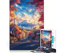 1000 Pieces Puzzles for Adults Autumn Path to Mount Fuji Flawless Fit Art Brain Challenge Fun Rest Time Play Birthday Mind Gift (50x75cm)