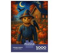 1000 Pieces Puzzles for Adults Autumn Scarecrow Pumpkins Crows Jigsaws for Adults Relax Games Enhance Memory Unique Gifts for Birthday And Christmas 38x26cm/1000pcs