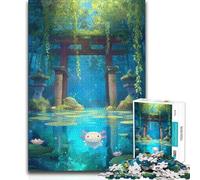 1000 Pieces Puzzles for Adults Axolotl in A Japanese Garden Pond Analysis And Logic Practical Game Suitable for Ages 14 And Up (size 38x52cm)