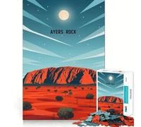 1000 Pieces Puzzles for Adults Ayers Rock Moonrise Flawless Fit Art Brain Challenge Fun Rest Time Play Birthday Mind Gift (50x75cm)