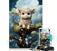 1000 Pieces Puzzles for Adults Baby Sheep Neat Cut Decor Cognitive Teaser Toy Free Time Play Birthday Art Gift (38x26cm)