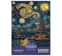 1000 Pieces Puzzles for Adults Bali Indonesia Starry Night Landscape Puzzles for Adults Toy Wall Decor Wall Decoration Parent-child Interaction 52x38cm/1000pcs