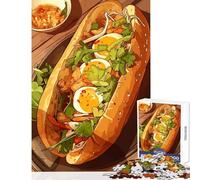 1000 Pieces Puzzles for Adults Banh Mi Sandwich Illustration Fun Family Connection Activity Memorable Christmas Giftsing Option (38x26cm)