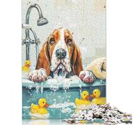 1000 Pieces Puzzles for Adults Basset Hound Dog Creative Square Jigsaw Puzzles for Adults, Wooden Puzzles Home Decoration Jigsaw Puzzles 1000pcs (75x50cm)