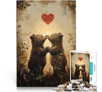 1000 Pieces Puzzles for Adults Bear Couple in Love Trainieren Sie Ihr Gehirn und Ihre Hände Geburtstagsgeschenke75x50cm