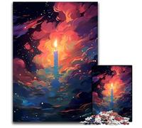 1000 Pieces Puzzles for Adults Beautiful Burning Candle Wooden Jigsaw Puzzles for Adults BrainChallenging DIY Decorative Game Family Interactive Toy 1000 PCS(75x50cm)