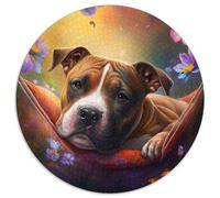 1000 Pieces Puzzles for Adults Beautiful Staffordshire Bull Terrier 1000 Piece Round Jigsaw Puzzle Ideal And Home Decor 67.5x67.5cm