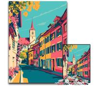 1000 Pieces Puzzles for Adults Beautiful Summer in Europe Travel Art Minimalist Illustration Puzzles for Adults Perfect for Family Fun on Christmas Thanksgiving Birthdays & Eas