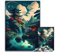 1000 Pieces Puzzles for Adults Beautiful Village Japanese Wooden Jigsaw Puzzles Brain Teaser & Home Decor Perfect 1000 PCS(75x50cm)