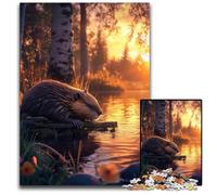 1000 Pieces Puzzles for Adults Beaver at Sunset Paper Jigsaw Puzzles for Adults BrainChallenging DIY Decorative Game Family Interactive Toy 1000 PCS(38x26cm)