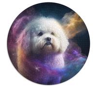 1000 Pieces Puzzles for Adults Bichon Frise Nebula 1000 Piece Round Jigsaw Puzzle Ideal And Home Decor 67.5x67.5cm