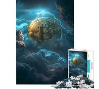 1000 Pieces Puzzles for Adults Bitcoin Crypto Storm for Educational Game Challenge Toy Hands-on Game Home Art Decor Secret Santa Gifts (Size 38x52cm)