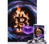 1000 Pieces Puzzles for Adults Bitcoin On Fire Anti-Stress Toys Funny Gift Brain Teaser Game Improving Love between Couples size 38x52cm