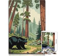 1000 Pieces Puzzles for Adults Black Bear in Redwood Forest A Work of Art Gift For Birthdays for And 14 Years And over (size 38x26cm)