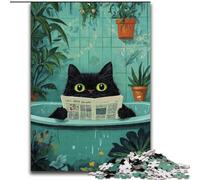 1000 Pieces Puzzles for Adults Black Cat in The Bathroom Made of Wood, Gift for Men And Women, Daily & Special Occasion size 50X75CM Engaging Family Game Night Activity
