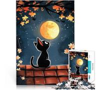 1000 Pieces Puzzles for Adults Black Cat Moonlit Night Herausforderndes Spiel denn eignet sich ideal als Geschenk für die ganze Familie75x50cm