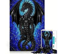 1000 Pieces Puzzles for Adults Black Dragon Stained Glass Constellation Art Tight Cut Fun, Logic Thinking Play, Leisure Fun Time, Xmas Scene Art (38x26cm)