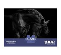 1000 Pieces Puzzles for Adults Black Horse Portrait on Dark Background Puzzles for Adults Toy Wall Decor Wall Decoration Parent-child Interaction 38x26cm/1000pcs