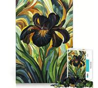 1000 Pieces Puzzles for Adults Black Iris Mosaic Flower Art Tight Cut Fun, Logic Thinking Play, Leisure Fun Time, Xmas Scene Art (50x75cm)