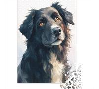 1000 Pieces Puzzles for Adults Black & White Fluffy Dog Portrait Jigsaw Puzzle Family Games Difficult Hard Unique Gifts for Birthday And Christmas 52x38cm/1000pcs