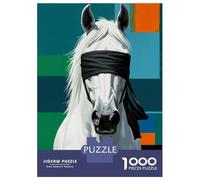 1000 Pieces Puzzles for Adults Blindfolded White Horse Digital Art Puzzles for Adults Toy Wall Decor Wall Decoration Parent-child Interaction 38x26cm/1000pcs