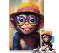 1000 Pieces Puzzles for Adults Blissful Monkey in Hat Educational Game Challenge Toy for is ideal as a gift for the whole family 50x70cm